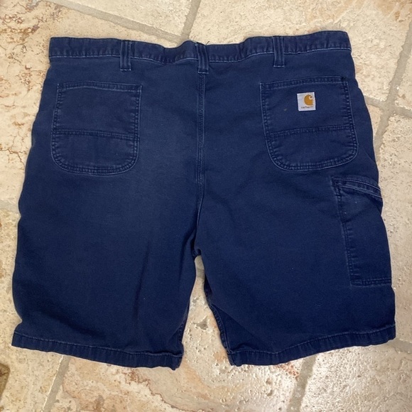 Carhartt men’s relax fit canvas shorts. Distressed Navy blue work shorts size 38 - Picture 2 of 13